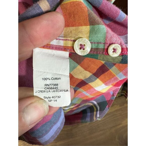 J.Crew Factory Summer Plaid Shirt Men's Size Medium Long Sleeve Button-Up Shirt - Picture 7 of 10